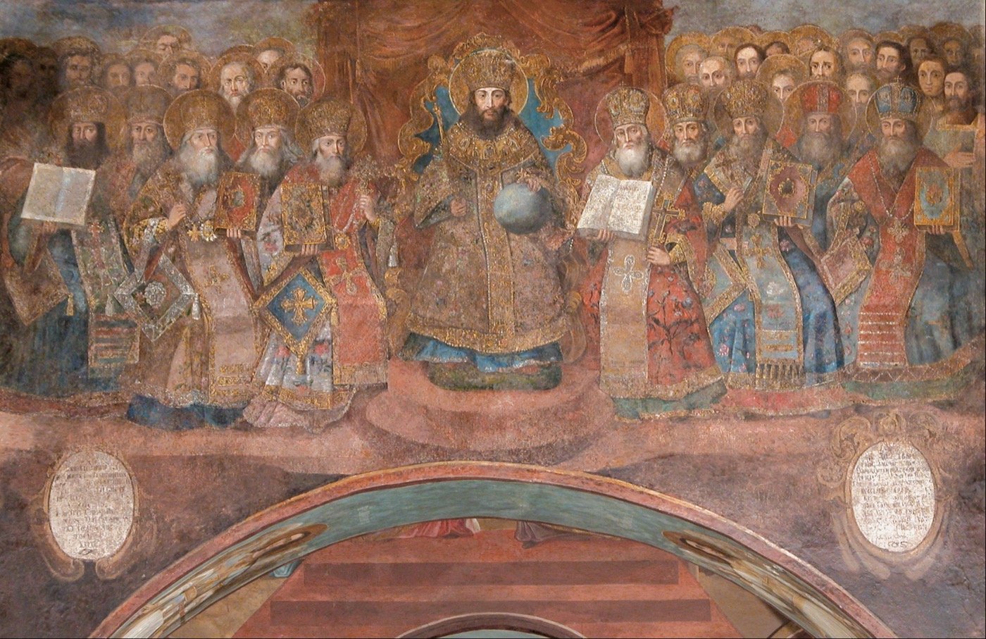 The First Ecumenical Council, fresco in St Sophia Cathedral, Kyiv, c. 1700 (from Wikipedia)