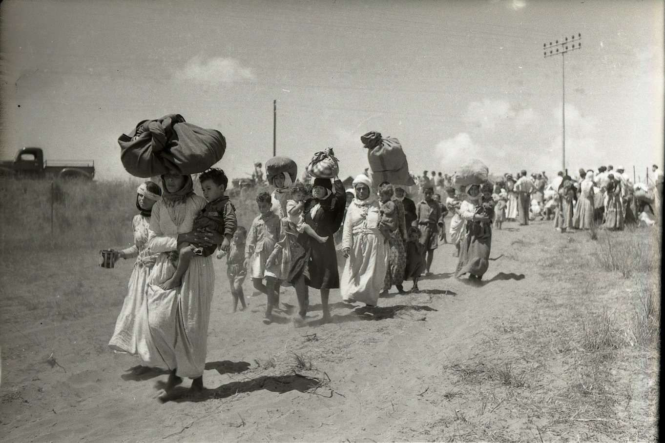1948 expulsion of the Tantura women and children to Furaydis (from Wikipedia; photo by Benno Rothenberg)
