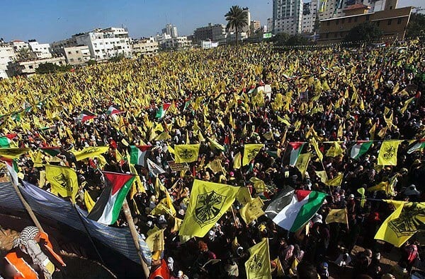 A demonstration in support of Fatah in Gaza City in January 2013 (from Wikipedia; photo by Hadi Mohammad)